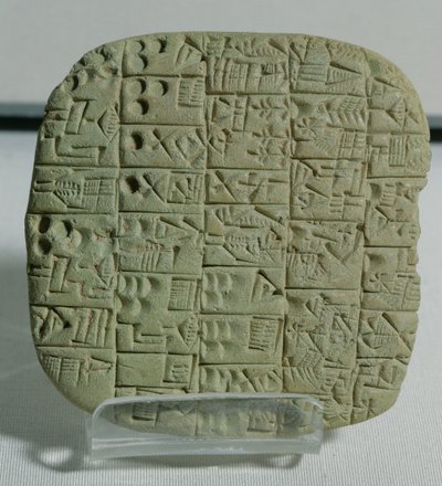 Tablet with cuneiform script detailing a contract for selling a field and a house, from Shuruppak, c.2600 BC by Mesopotamian